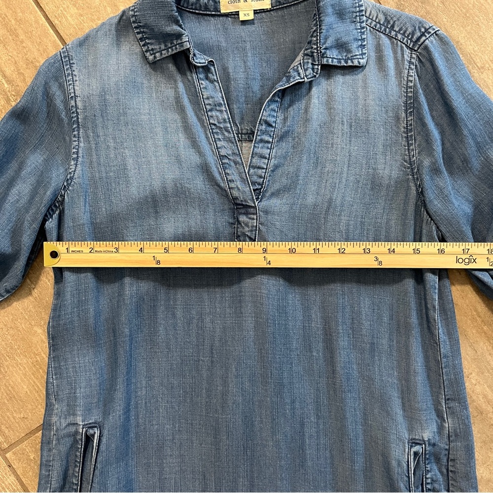 Cloth & Stone Chambray Tunic Blue Denim Dress Size XS - Picture 3 of 5